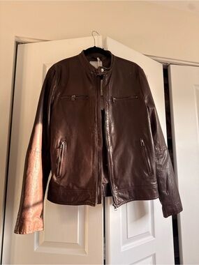Luxury European Men's Brown Leather Jacket